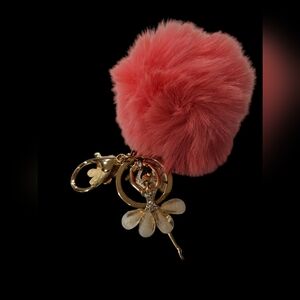 New Fashionable Pink Pom Pom Key Chain
